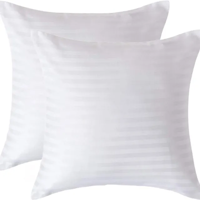 Homescapes Satijn Streep Katoen Kussensloop 40x40 cm – Set van 2 – Wit – 100% Egyptisch Katoen – Draaddichtheid 330