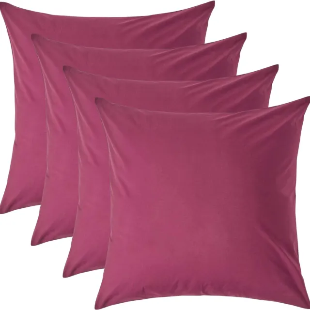 Homescapes Kussensloop 60x60 cm Set van 4 – Bordeaux – 100% Egyptisch Perkal Katoen – 200 TC