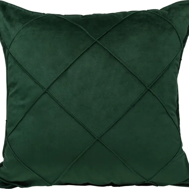 QUVIO Kussensloop met ruit patroon - 50 x 50 cm - Fluweel - Donker Groen Donkergroen