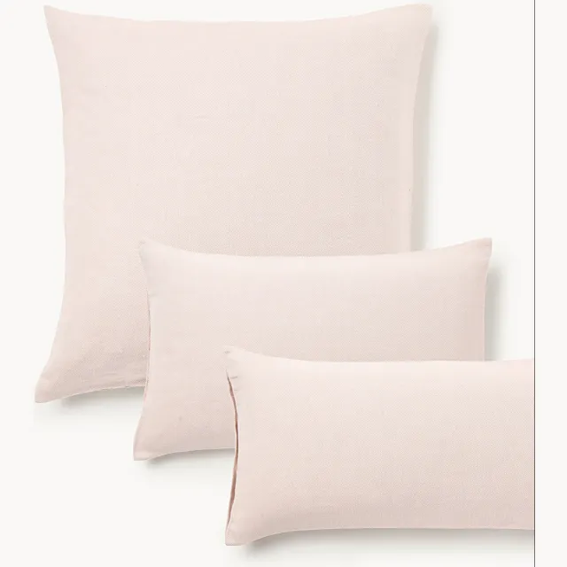Westwing Collection Flanellen kussenhoes Wanda met visgraatpatroon Roze