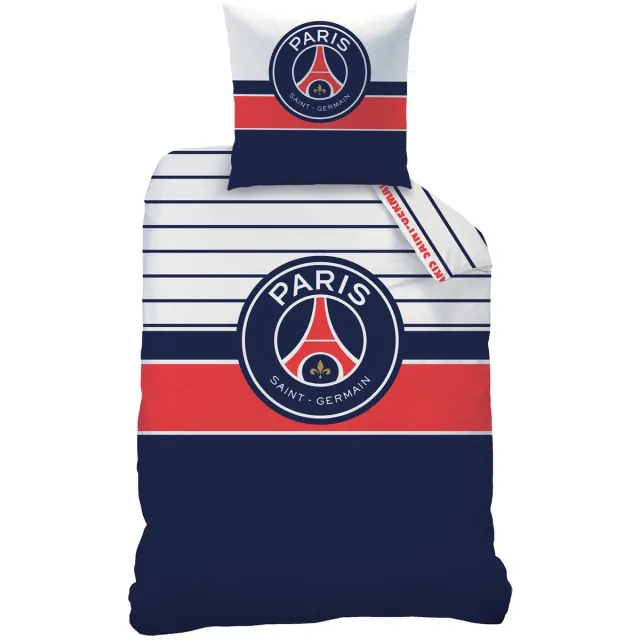 Paris Saint Germain Dekbedovertrek Logo - Eenpersoons - 140 x 200 cm - Katoen Blauw