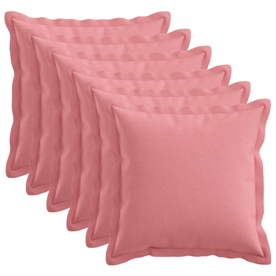 vidaXL Kussensloop 6 st HOUTEN Roze 30 x 30 cm Faux Linnen, foto 3