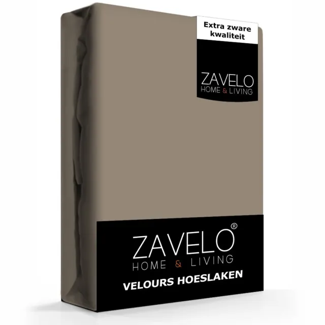 Zavelo Hoeslaken Velours Taupe - Fluweel Zacht - 30 cm Hoekhoogte - Rondom Elastiek - Velvet -1-persoons (80/90x200/220 cm)