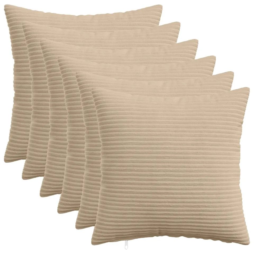 vidaXL Kussensloop 6 st HEERLEN Taupe 50 x 50 cm corduroy, foto 3