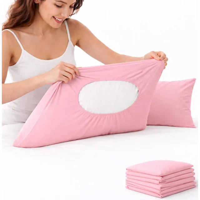 Cheaperito 5x Wegwerp Kussensloop Reisset Roze – Disposable Pillow Cover 80x50 cm – Hygiënische Reis Kussenslopen – Ademend Non-Woven – Voor Hotel, Trein, Camping & Ziekenhuis