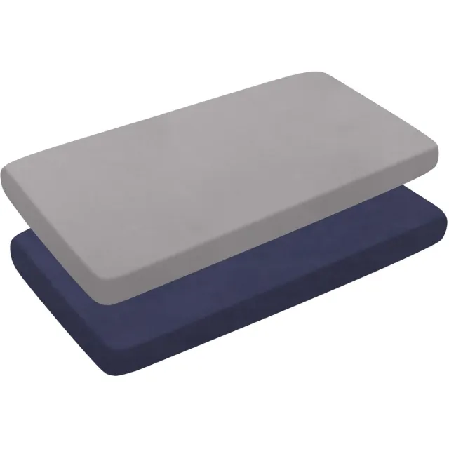 Ibenzoa Zacht en Hypoallergeen Hoeslaken voor Kinderbed - Set van 2 Stuks, 120 x 60 cm, Ademend en Onderhoudsvriendelijk grijswit