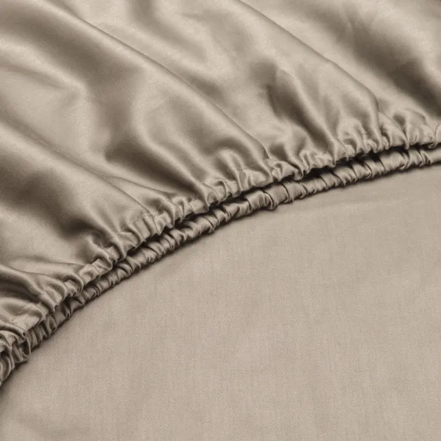 Zohome ZO! Home Satinado katoen/satijn topper hoeslaken zand - eenpersoons (90x200) - luxe uitstraling - rondom elastiek