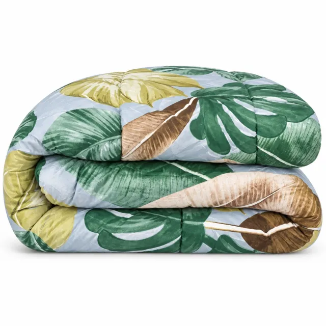 bedlin Dekbed bedrukt - Zonder hoes ( 2 in 1 ) - Tweezijdig - 240 x 220 cm - Tropical Leaf Blauw