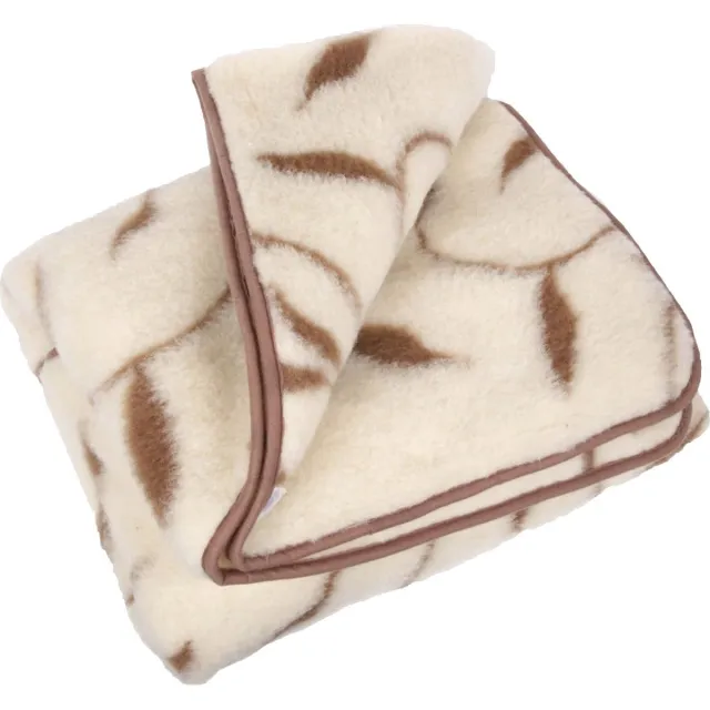 OnceDoce® Wollen Deken Plaid 160x200cm in 100% zuivere Australische Merino scheerwol 450 g/m² Woolmark-certificaat crème bruin
