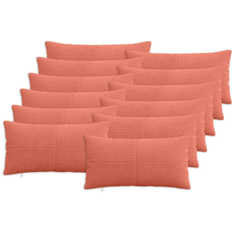 vidaXL Kussensloop 12 st ALMELO Rood-oranje 40 x 80 cm corduroy, foto 3