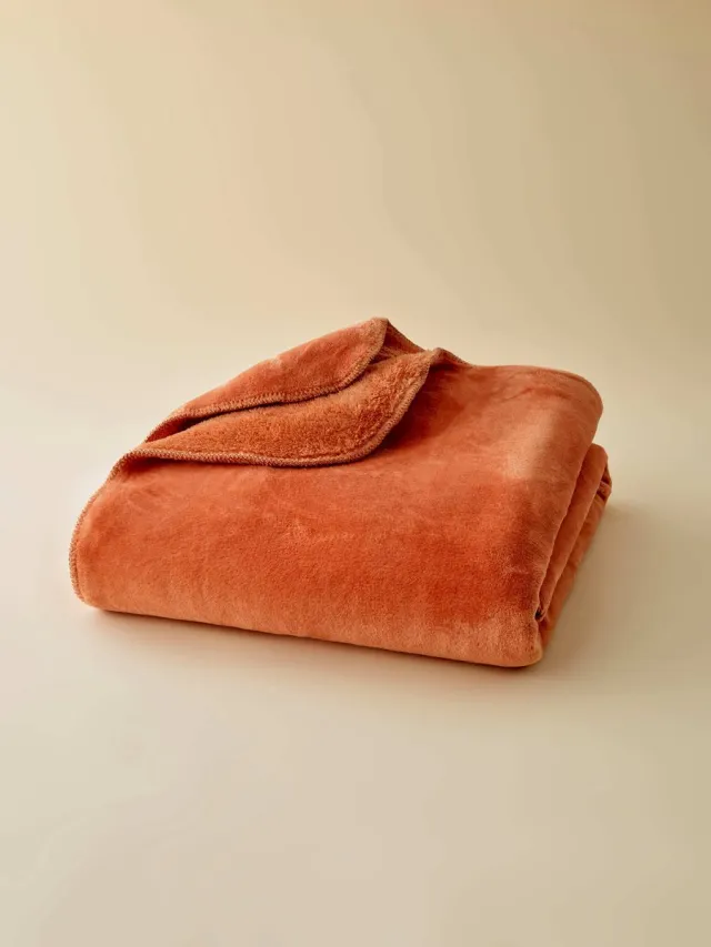 Plaids Cocooning fleece deken - plaid - Cosy Cornaline orange- super zachte plaid - 150cm x 200 cm