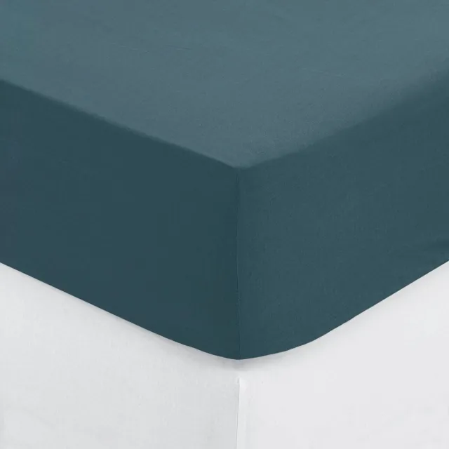 Atmosphera Créateur d'intérieur® Atmosphera Hoeslaken katoen eenpersoons - 90x190cm - Stormblauw
