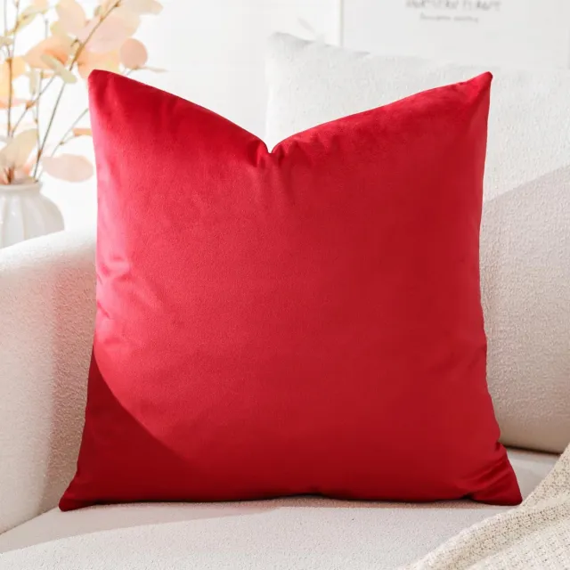 Ibenzoa Decoratieve fluwelen kussensloop voor stijlvolle bank en slaapkamer, 60 x 60 cm, rood