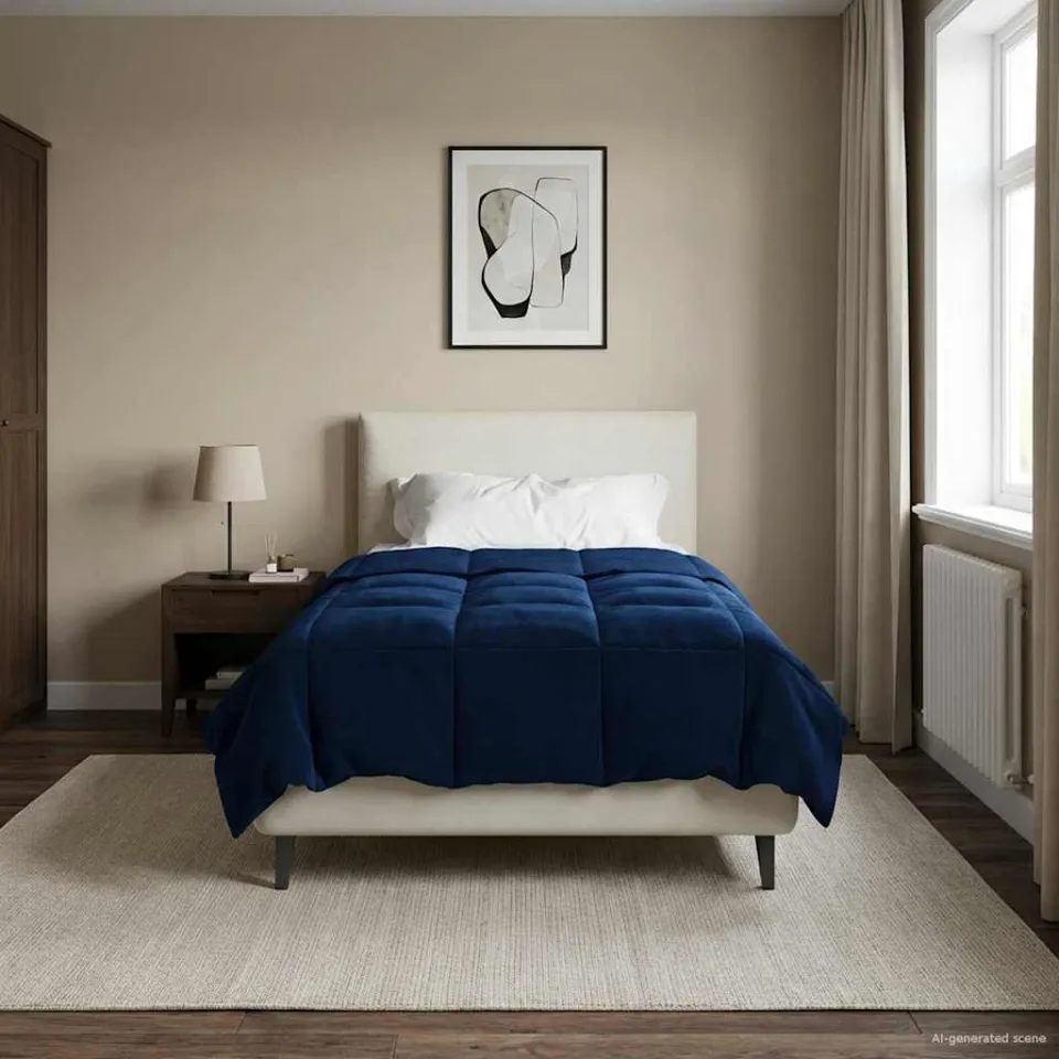 vidaXL Vol jaar dekbed 140 x 200 cm Microfiber (100% polyester) blauw, foto 4