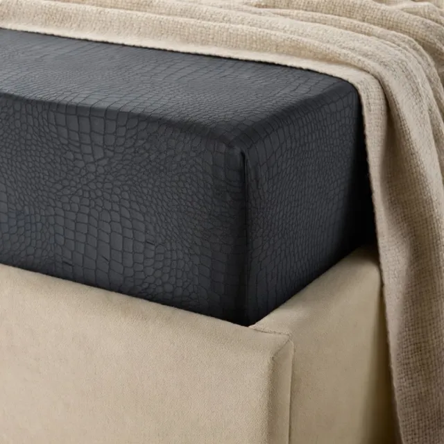 Y-not® Y-NOT™ - Velvet Velours Snake Skin - Hoeslaken - Zwart - 140x200+30cm 2-Persoons - Hoekhoogte 30cm - 30 dagen proefslapen