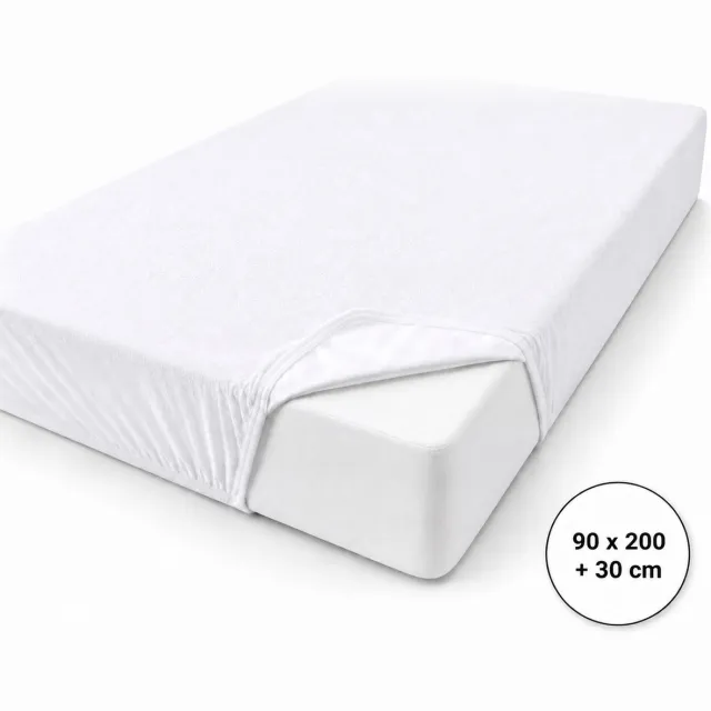 Roden Blue Matrasbeschermer - 90x200 cm - Waterdicht & Wasbaar - Ademend & Anti-allergisch - Hoekhoog 30cm - Badstof wit