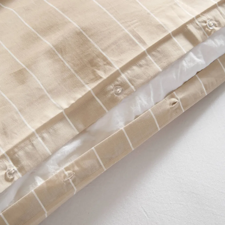 NOUS Living gestreepte katoenen 2-persoons dekbedovertrek 200x220 cm - zand/offwhite, foto 4
