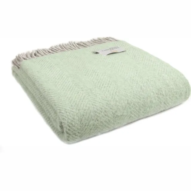 Tweedmill Wollen Plaid - Groen - Visgraat patroon - Tweedmill - 183x150cm