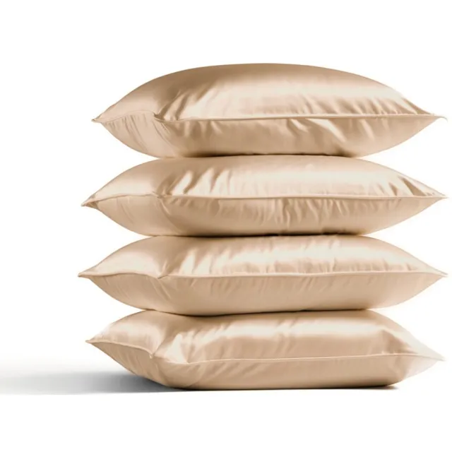 Silk Heaven 4x Zijden Kussensloop 50x70cm Donker Champagne Hotelsluiting 22 Momme - Kussensloop set - Luxe Silk Kussensloop 100% moerbei zijde - Zijde kussensloop - Silk Heaven - 50x70cm / Hotelsluiting