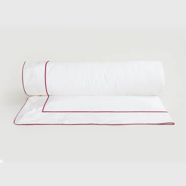 MUR bedding Dekbedovertrek - 400TC katoen satijn - Sugar Swizzle & Magenta - 140x200 Ivory / Magenta