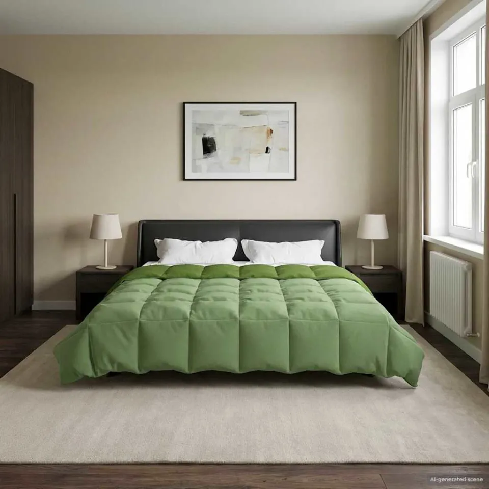 vidaXL Vol jaar dekbed 200 x 200 cm Microfiber (100% polyester) Groen, foto 4