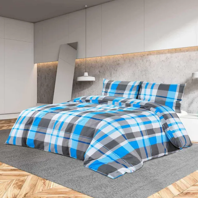 vidaXL Dekbedovertrekset 200x200 cm katoen blauw en grijs, foto 2