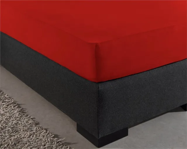 Ibenzoa Elastisch Jersey Hoeslaken voor Waterbedden en Boxspringbedden, 100% Katoen, Rood Donkerrood 100x200 cm