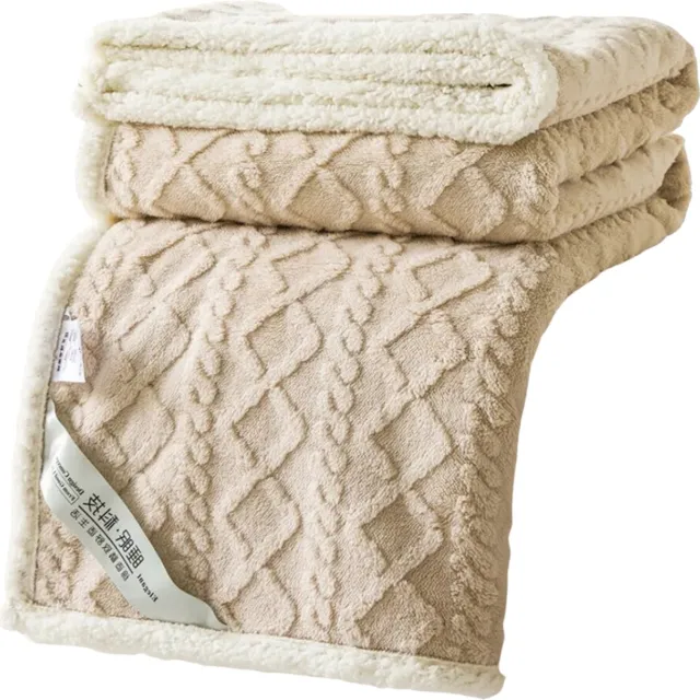 Livano Dekentje - Deken - Pluche - Wollen - Fleece - Plaid - Knuffeldeken - Bank Deken - Khaki - 200x230cm