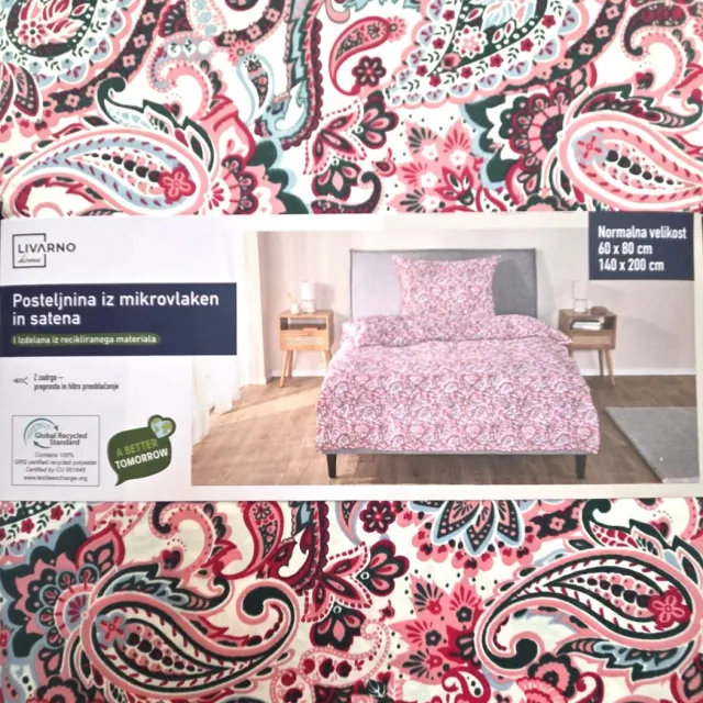 livarno Wolly & Co paisley roze blauw dekbedovertrek 140 x 200 cm inclusief kussensloop 60 x 80 cm - katoensatijn