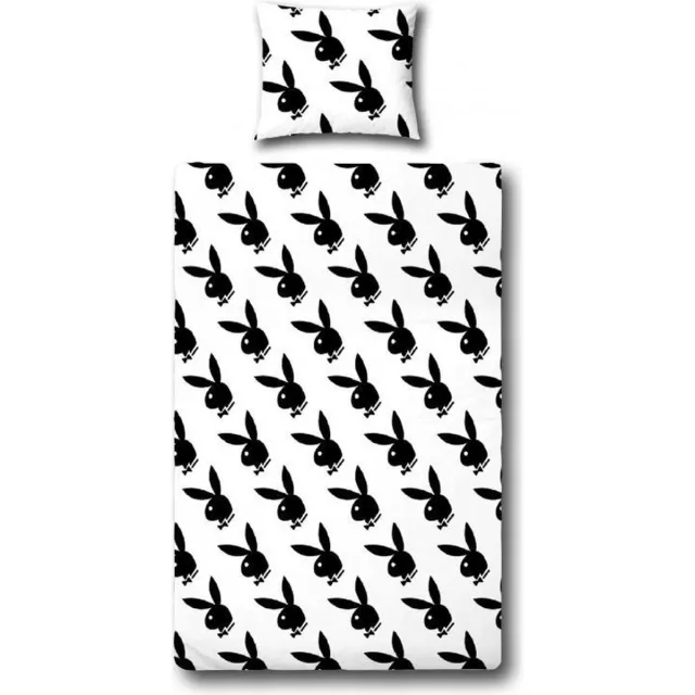 Playboy Dekbedovertrek Bunny Allover - Lits-jumeaux - 240x200/220 cm - Black/White zwart/wit