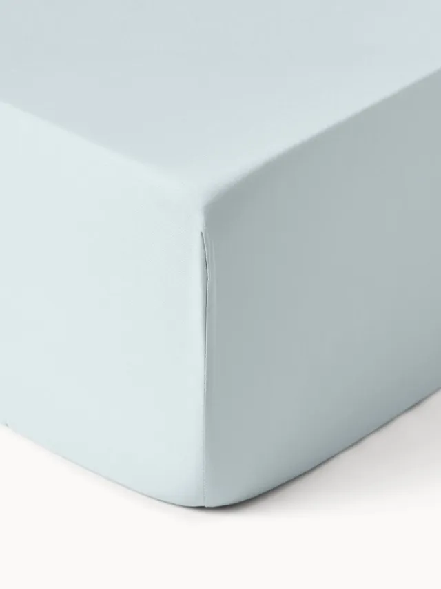 Westwing Collection Boxspring hoeslaken Comfort, katoensatijn Lichtblauw