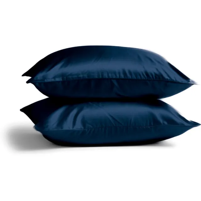 Silk Heaven 2x Zijden Kussensloop 60x70cm Blauw Hotelsluiting 19 Momme - Kussensloop set - Luxe Silk Kussensloop 100% moerbei zijde - Zijde kussensloop - Silk Heaven - 60x70cm (standaard) / Hotelsluiting