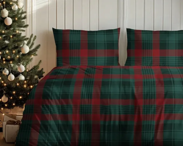 Detexpol Kerst Dekbedovertrek HOME SATIJN Katoen Satijn Rood Groen