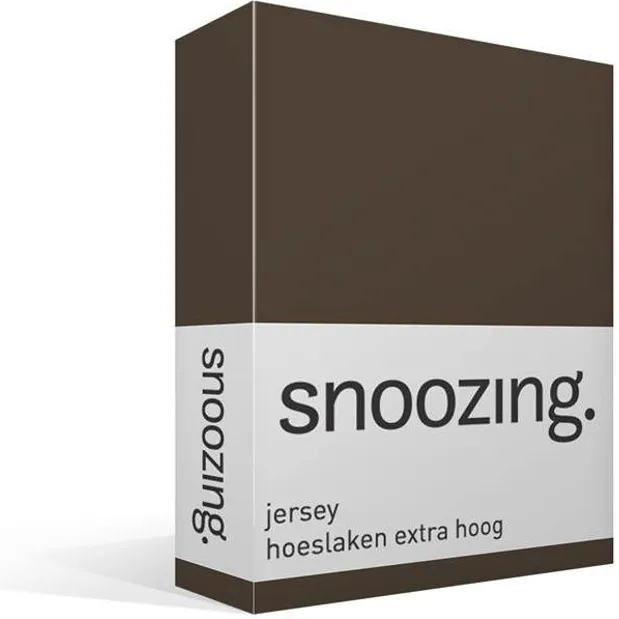Snoozing Jersey - Hoeslaken Extra Hoog - 100% gebreide katoen - 80/90x200 cm - Bruin