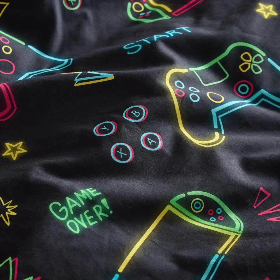 NOUS Kids katoenen dekbedovertrek kinderbed (120x150 cm) - Game zwart, foto 5