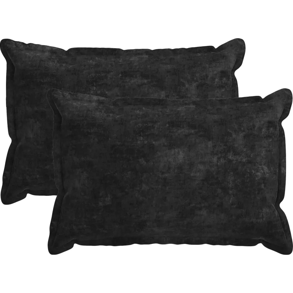 vidaXL Kussensloop 2 st HOUTEN Antraciet 50 x 80 cm Chenille Stof, foto 3