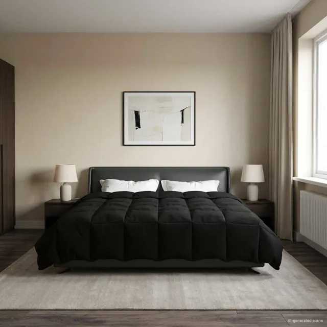 vidaXL Vol jaar dekbed 200 x 200 cm Microfiber (100% polyester) Zwart