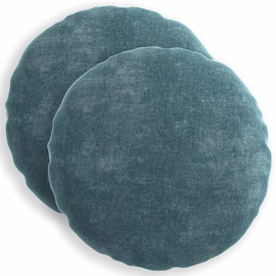 vidaXL Kussensloop 2 st HEERLEN Blauw Dia. 60 cm Chenille Stof, foto 3