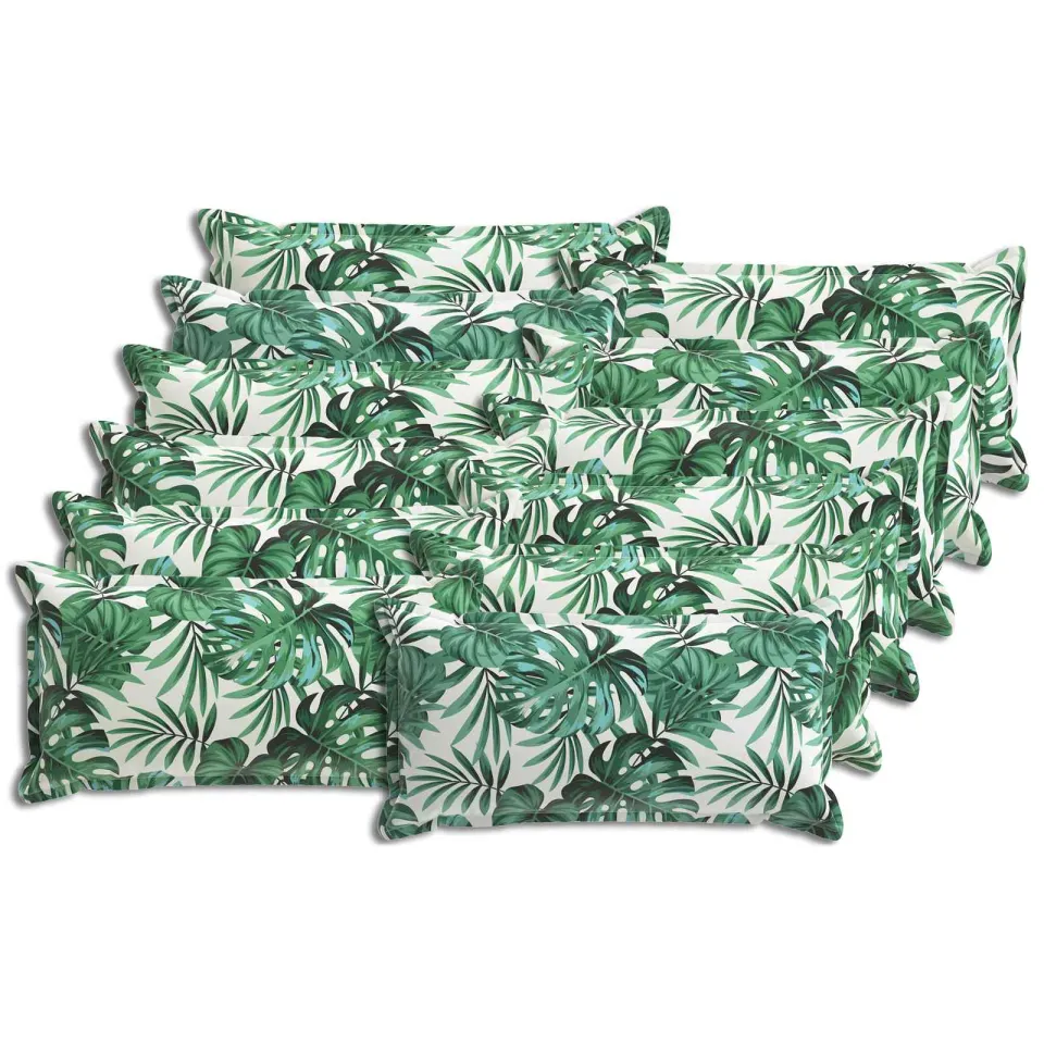 vidaXL Kussensloop 12 st HOUTEN Bladpatroon 40 x 80 cm Polyester groen, foto 4