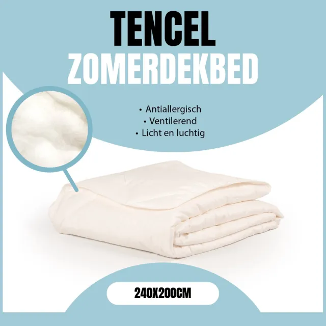 LINNICK Tencel Zomerdekbed - 100% katoen Tijk - Zomerdekbed 240x200cm - Dekbed Zomer - Lits Jumeaux - Dekbedden wit