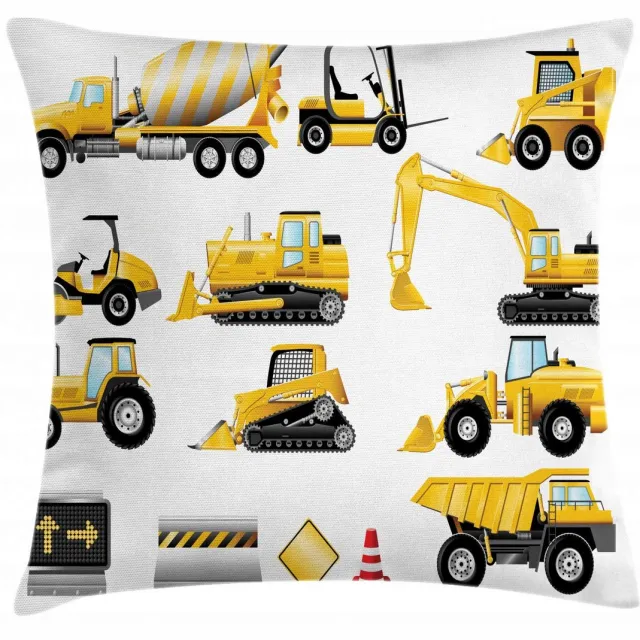 ABAKUHAUS Kleuter-kussenhoes – 45x45 cm – geel, zwart, rood – bedrukt aan beide zijden, met rits Bruin
