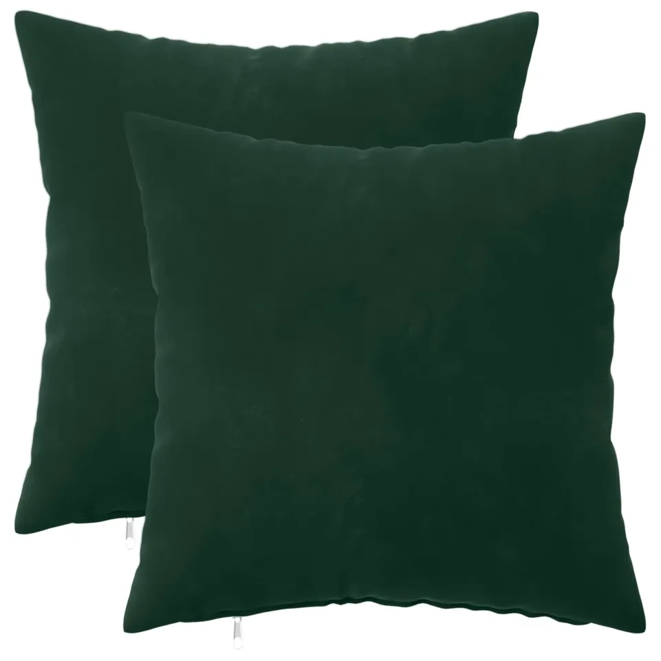 vidaXL Kussensloop 2 st HEERLEN Donkergroen 35 x 35 cm fluweel groen, foto 3