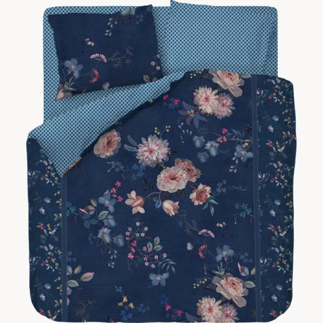 Pip Studio Katoenen perkal dekbedovertrekset Tokyo Bouquet Blauw