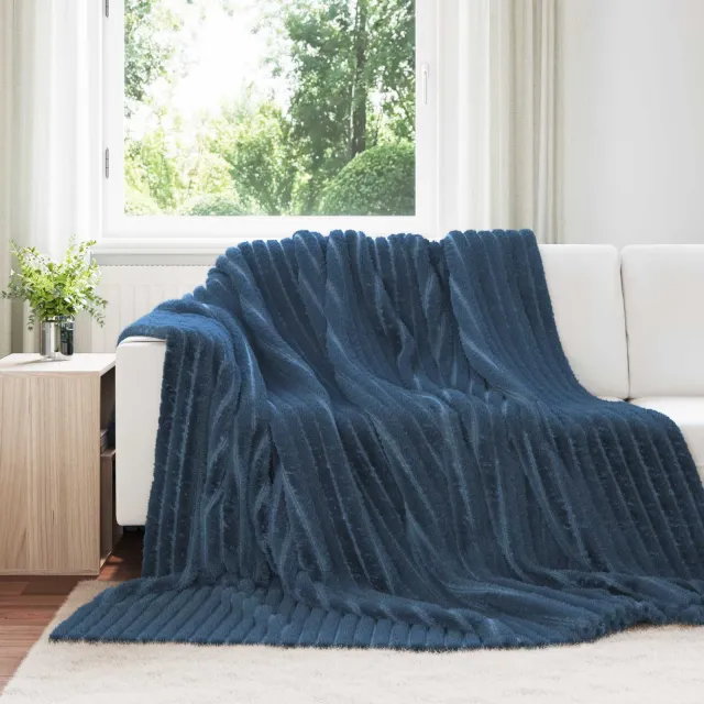 vidaXL plaid Marineblauw 240 x 220 cm 1,36 kg Fleece, foto 2