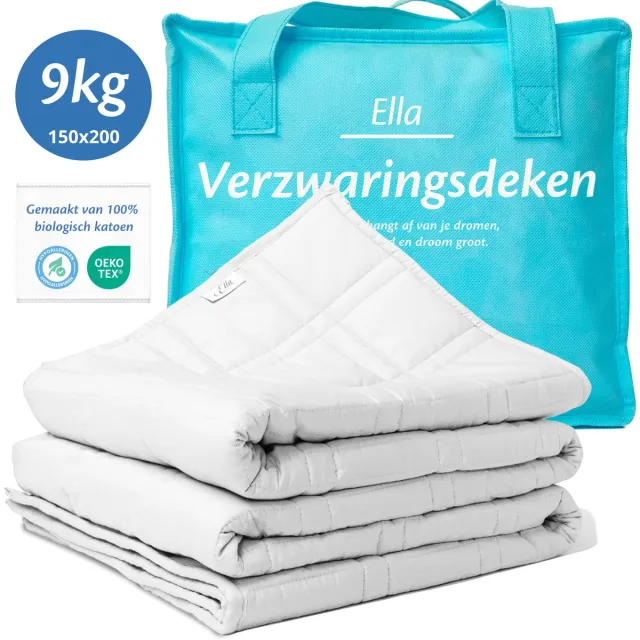 Ella Verzwaringsdeken 9 kg - OEKO-TEX Katoen Zwaartedeken 150 x 200cm - Weighted Blanket - Verzwaarde Deken - Wit 9kg