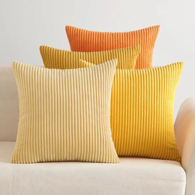 Unyqoos Set van 4 Luxe Ribfluwelen Sierkussenslopen voor Bank en Thuisdecoratie, 40 x 40 cm, Oranje