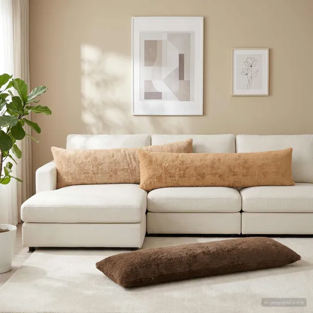 vidaXL Kussensloop HEERLEN Licht Bruin 40 x 145 cm Nep Konijnenbont