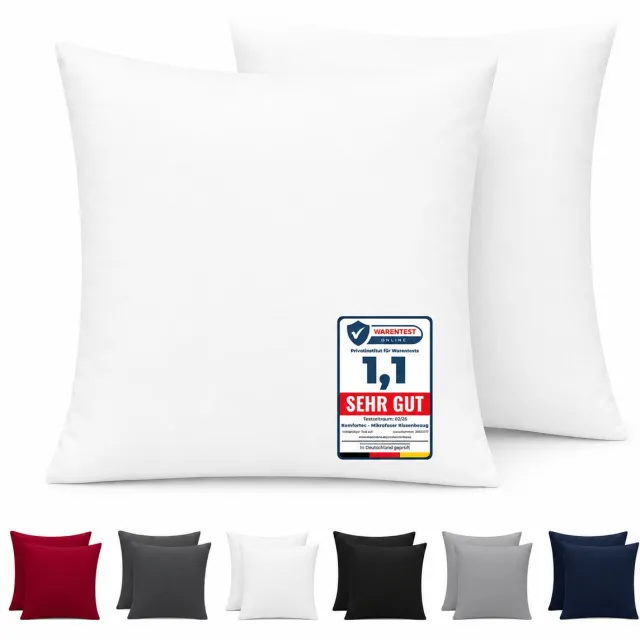 Komfortec Set van 2 Premium Kussenslopen 80x80 cm - Superzachte Kussenhoes - 100% Microvezel - 90g/m²- Wit