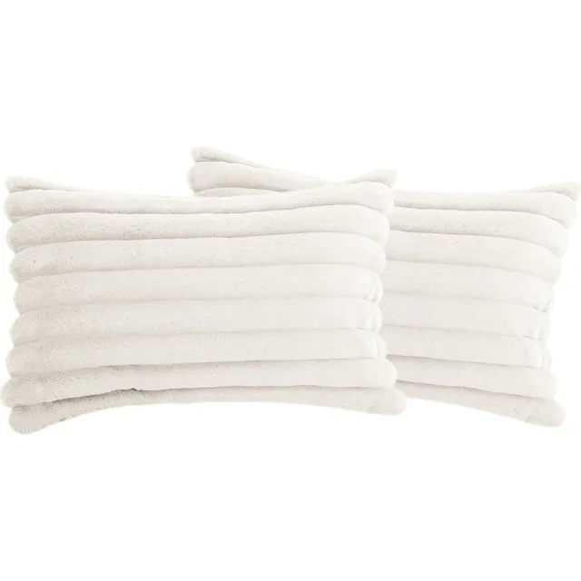 Wishdor Sierkussenhoezen 30x50 cm Set van 2 - Kussenhoes met Kwastjes - Zacht Pluche & Fluweel - Verborgen Rits - Voor Bank & Woonkamer - Wit