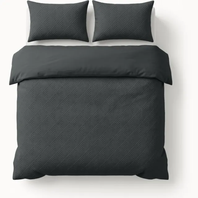 Sleeptime Modern Geo 3D Dekbedovertrek - Tweepersoons 200x200/220 cm - Inclusief 2 Kussenslopen 60x70 cm - Antraciet